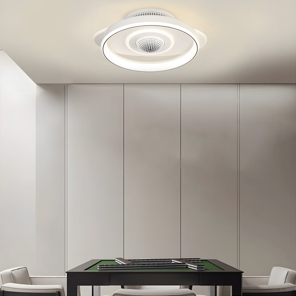 LED Smart Bladeless Ceiling Fan – Round White with Dimmable Light