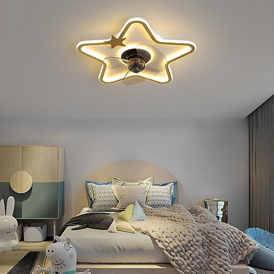 Star Shaped LED Flush Mount Ceiling Fan with Remote for Kids Room