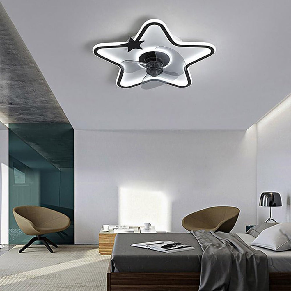 Star Shaped LED Flush Mount Ceiling Fan with Remote for Kids Room