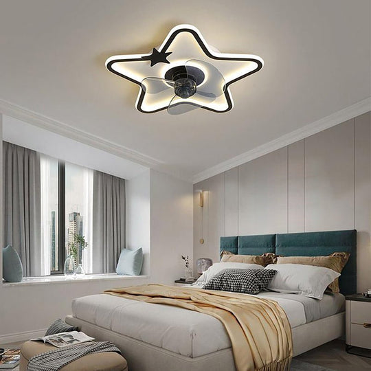 Star Shaped LED Flush Mount Ceiling Fan with Remote for Kids Room