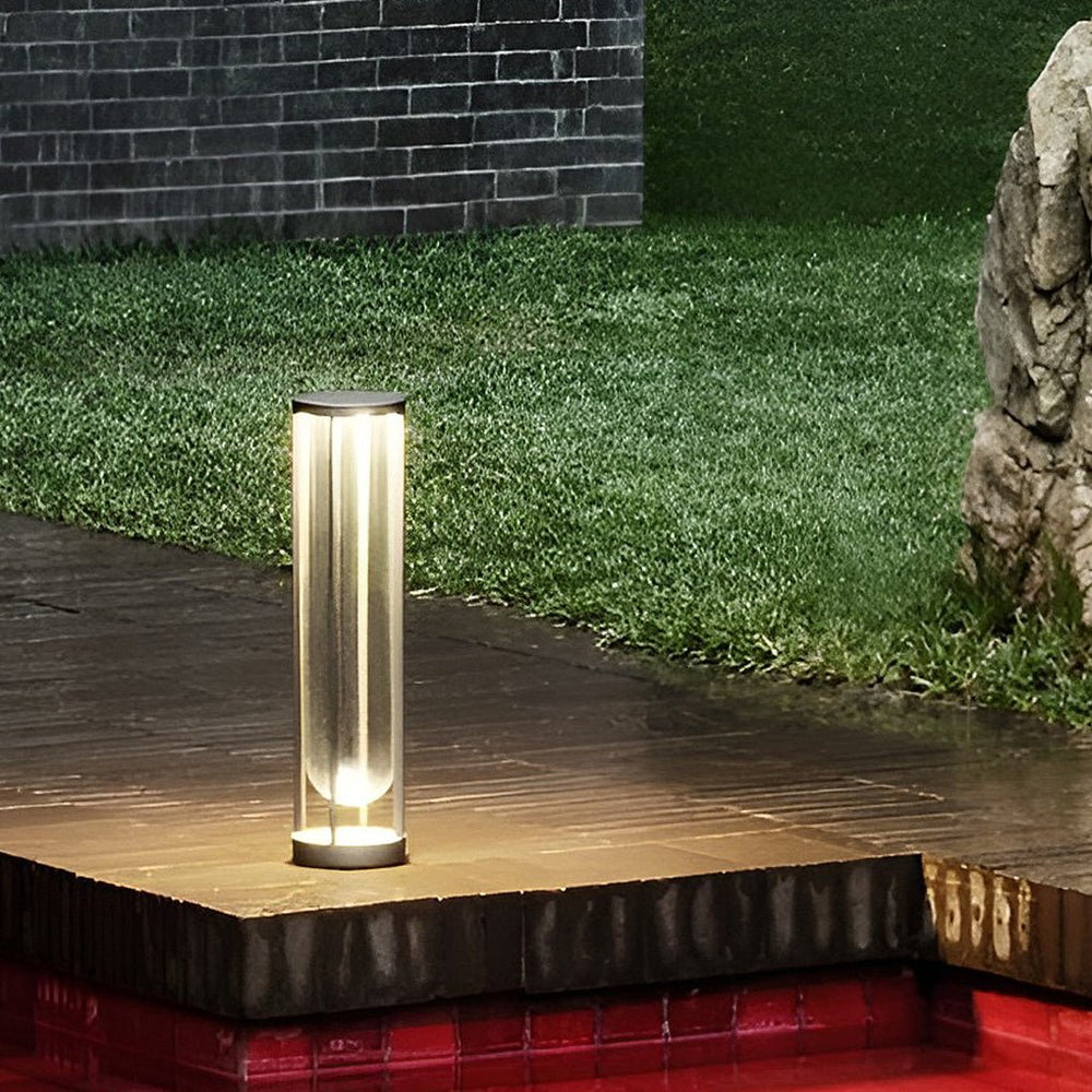 Modern Aluminum LED Outdoor Post Light with Glass Shade