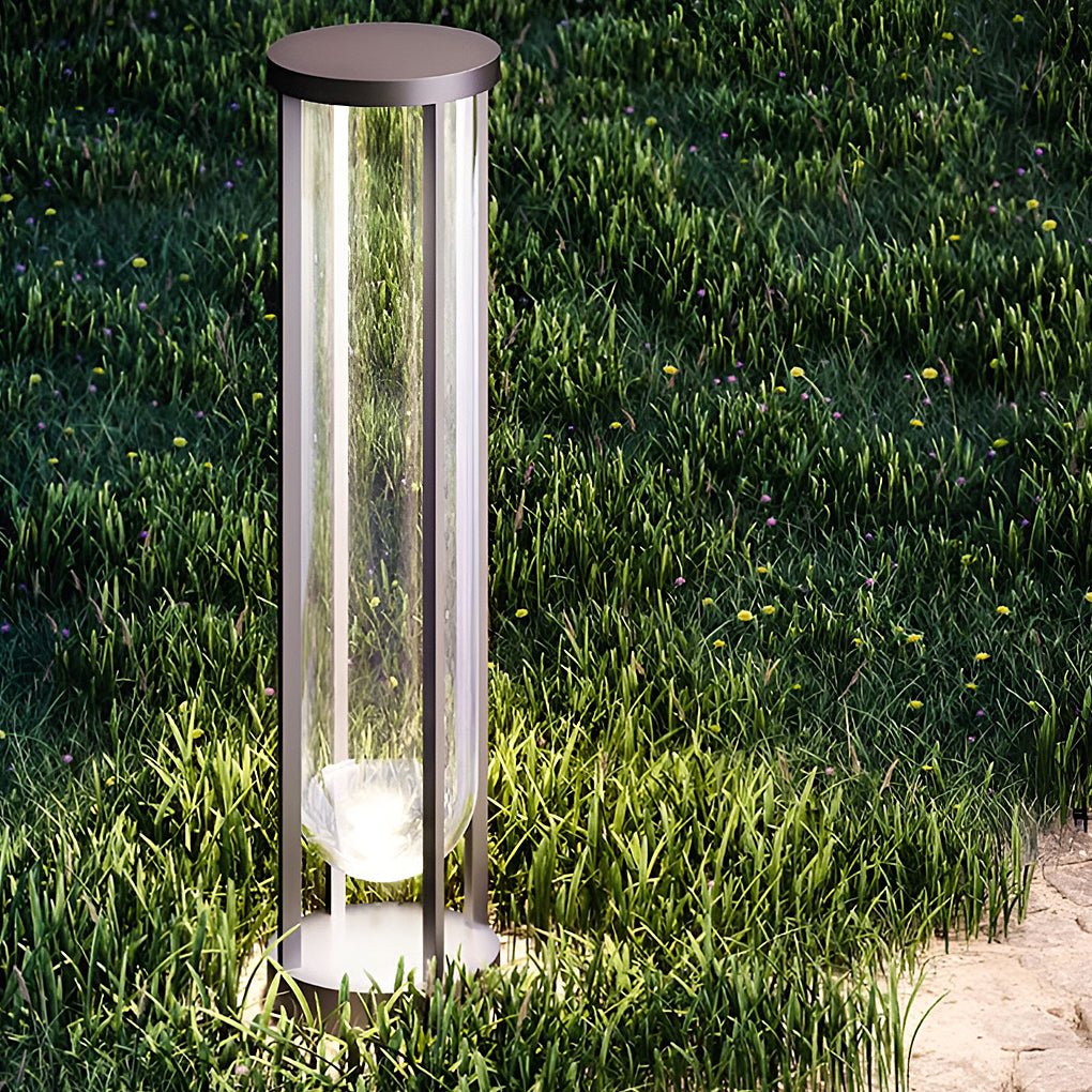 Modern Aluminum LED Outdoor Post Light with Glass Shade