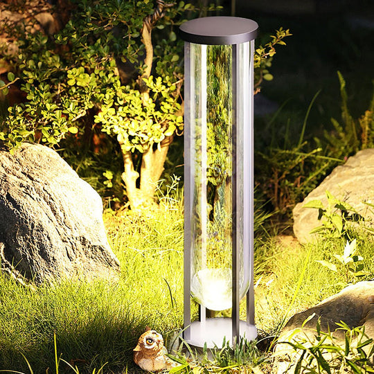 Modern Aluminum LED Outdoor Post Light with Glass Shade