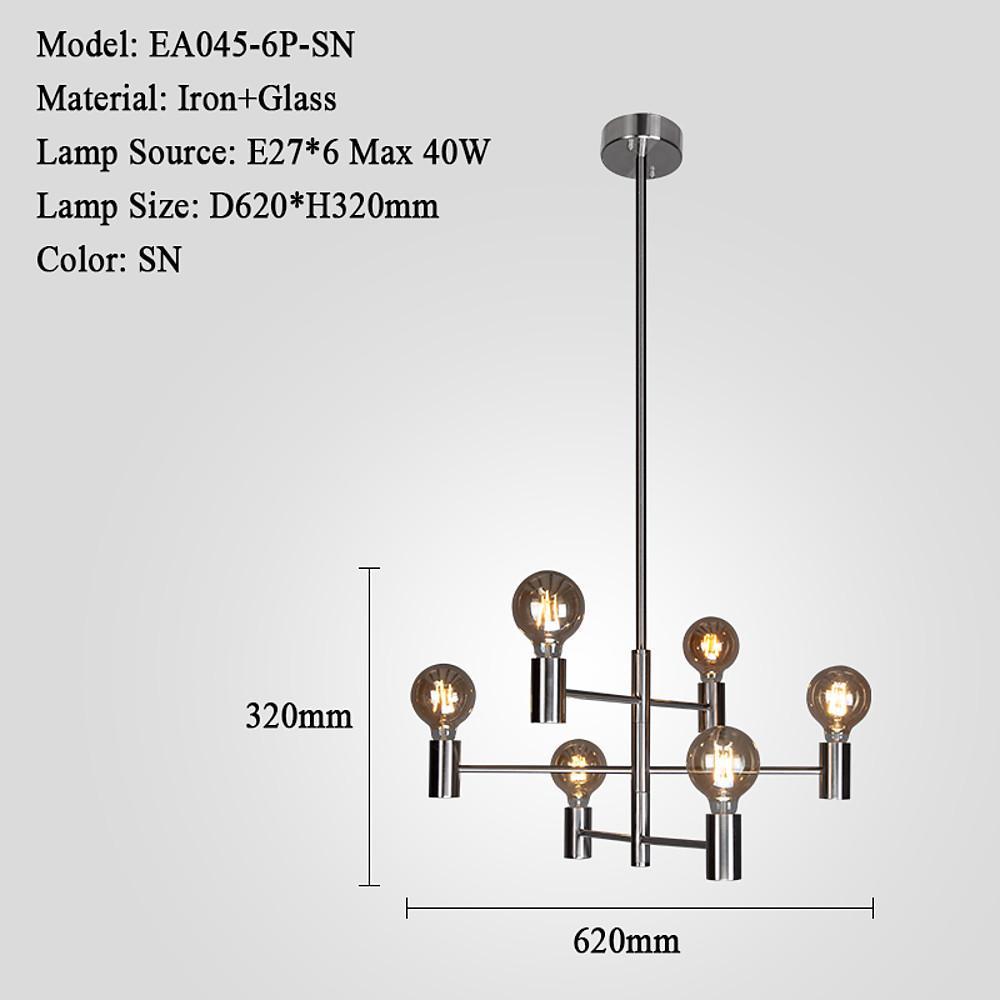 Nordic Black Sputnik Industrial 6-Bulb LED Chandelier