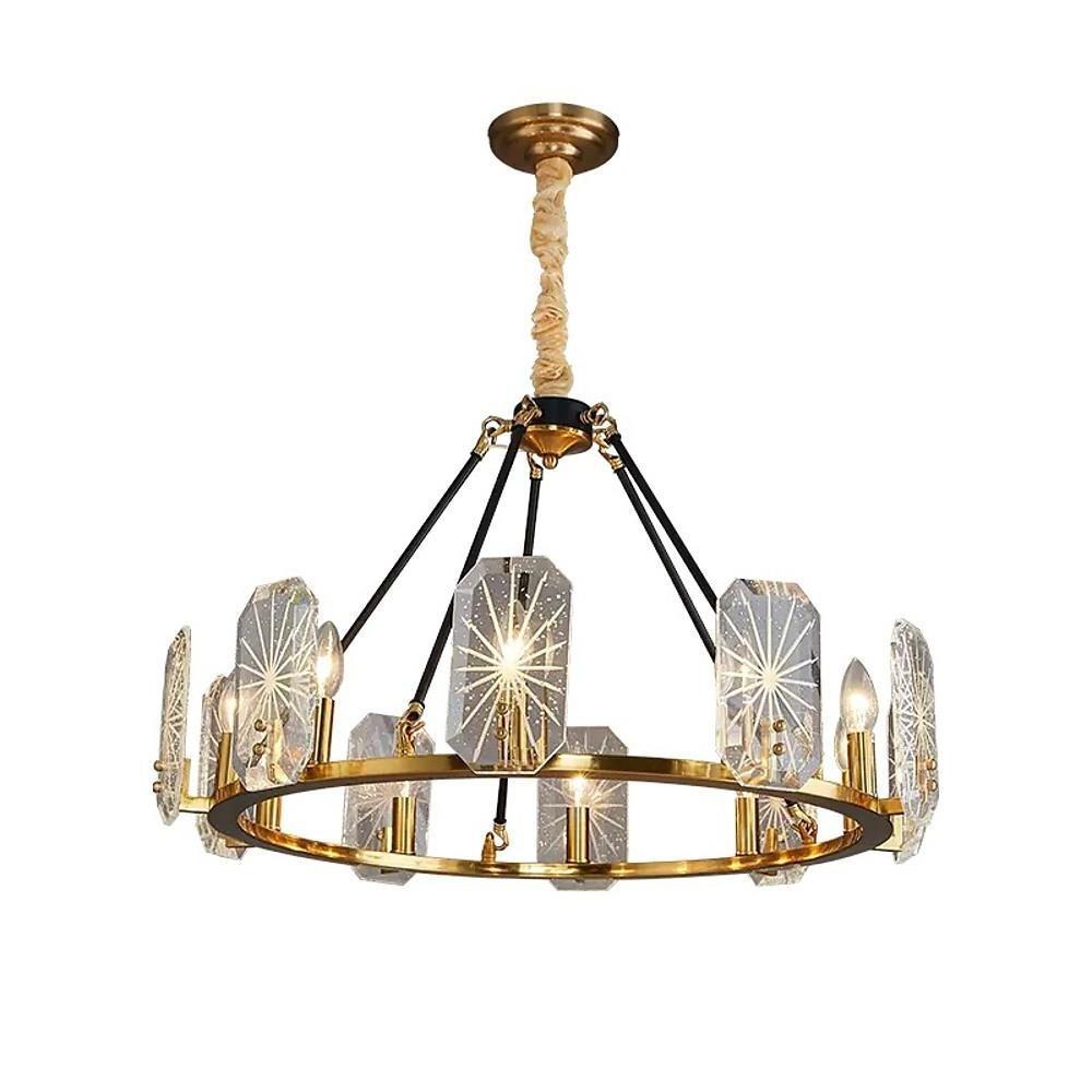 Wagon Wheel Crystal Accent LED Chandelier – 8 or 10 Lights, Gold Finish