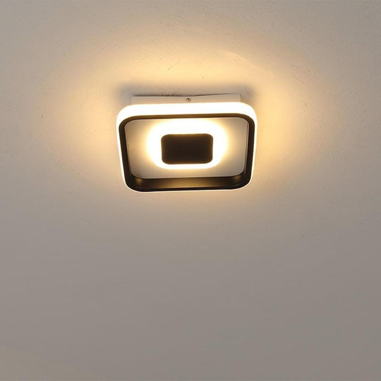 Dual Square LED Black Modern Flush Mount Ceiling Light