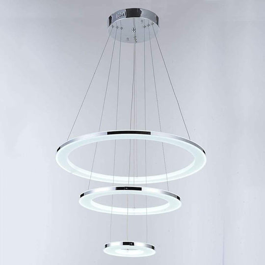 Adjustable LED 3 Ring Chandelier Modern 24" Hanging Ceiling Light