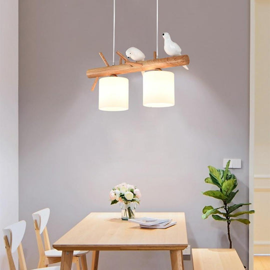 Rustic Adjustable Wood and Glass Pendant Light