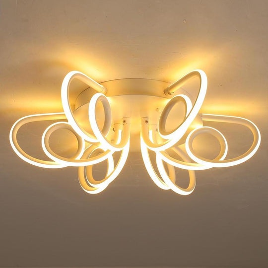 Modern Chrysanthemum Flower Shaped Metal Silica Gel Flush Mount Ceiling Light for Bedroom