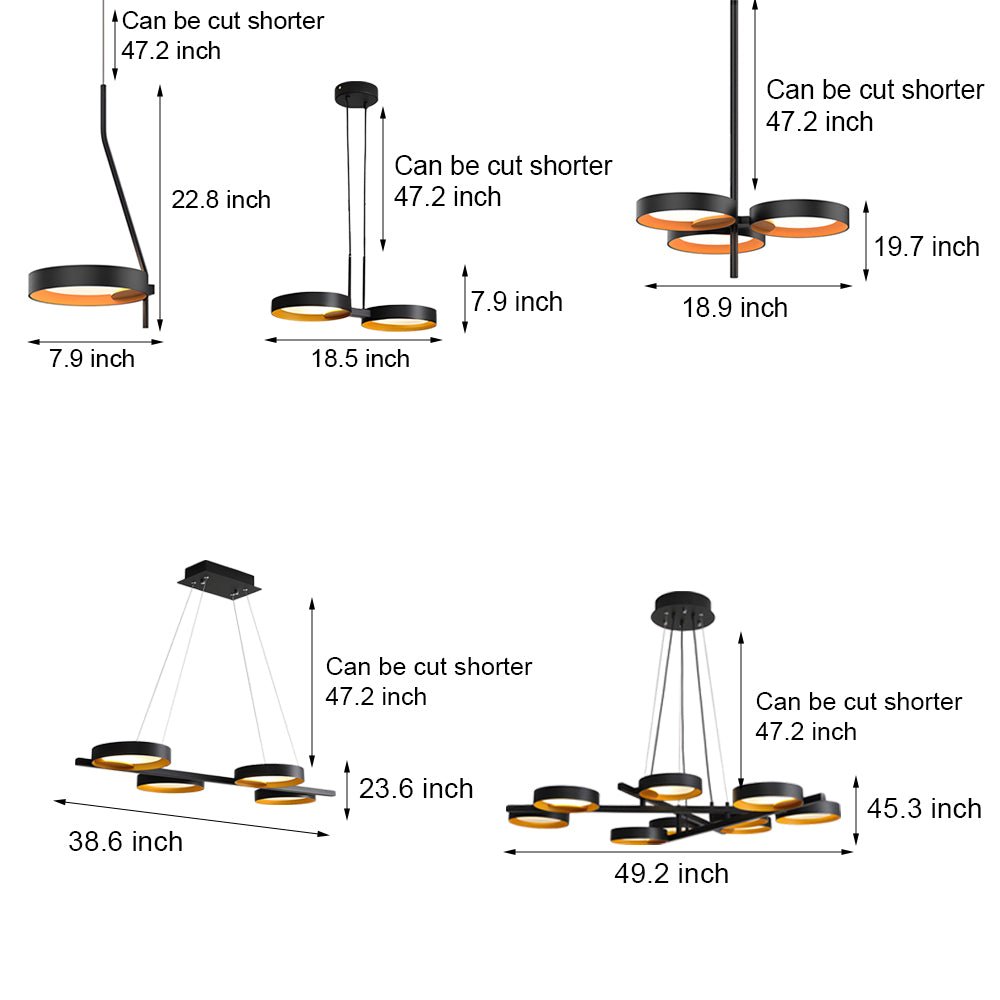 Light Guide Ring LED Chandelier (1/2/3/4/9-Light Options)