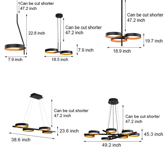 Light Guide Ring LED Chandelier (1/2/3/4/9-Light Options)