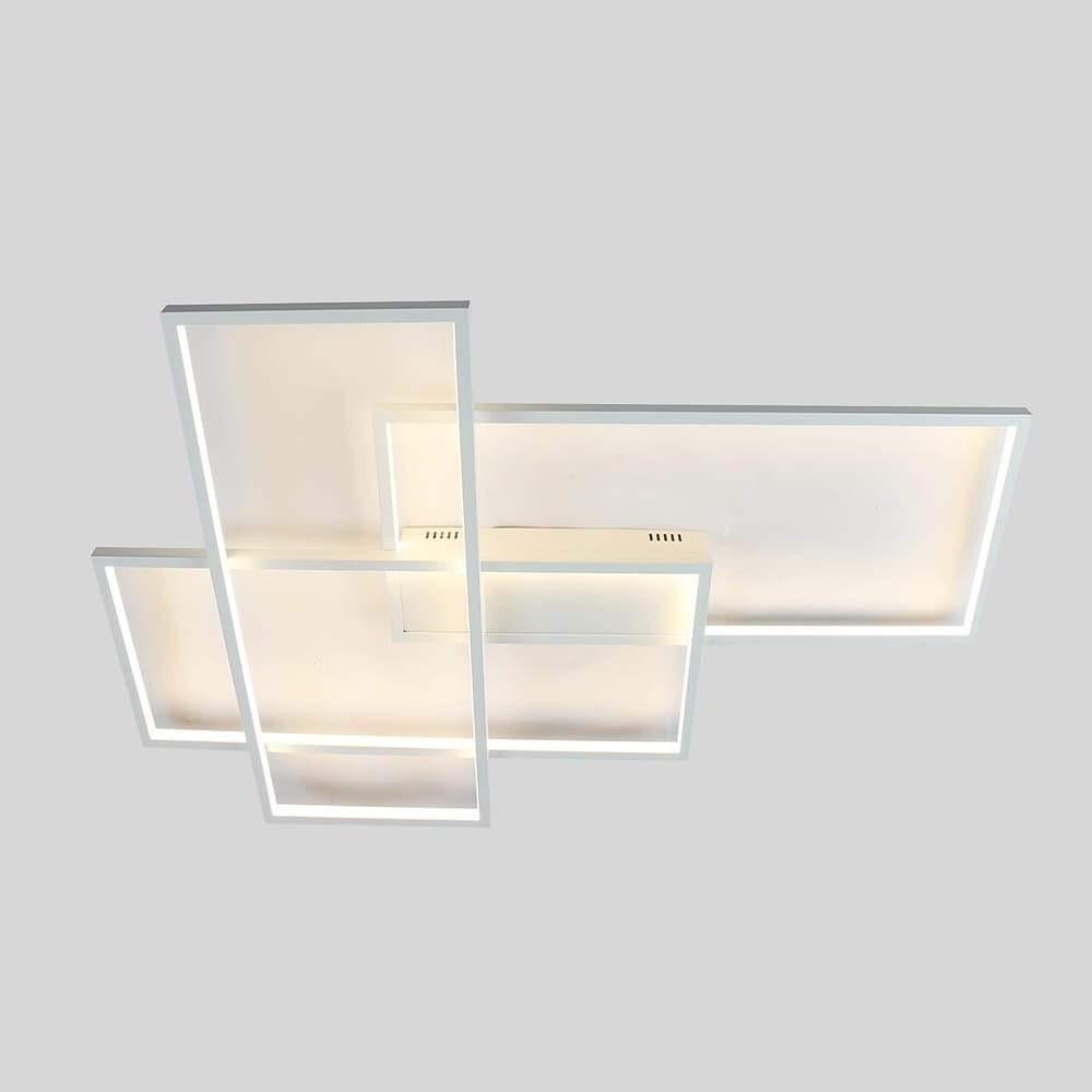 Rectangular Hybrid Modern Flush Mount LED Ceiling Light – 3-Tier Contemporary Design