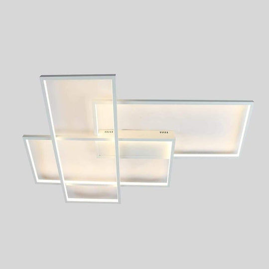Rectangular Hybrid Modern Flush Mount LED Ceiling Light – 3-Tier Contemporary Design