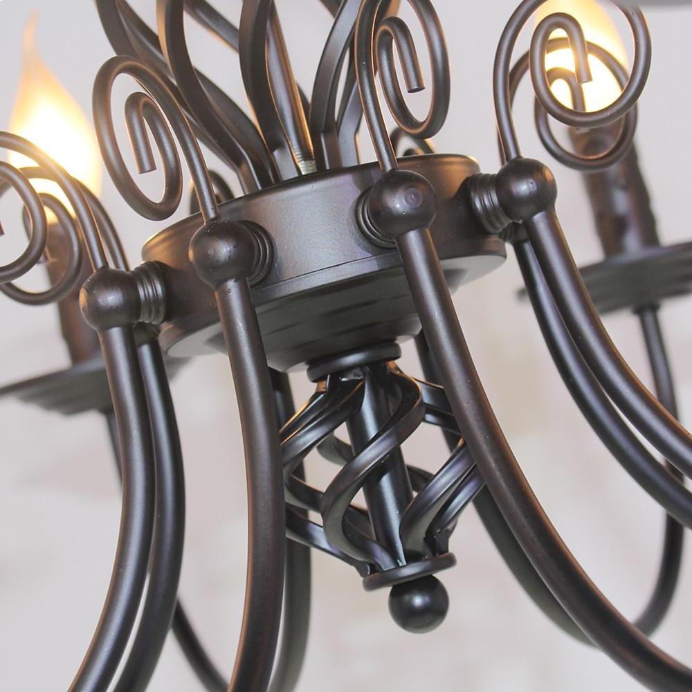 Candle Design Metal Rustic Chandelier with 6 LED Bulbs