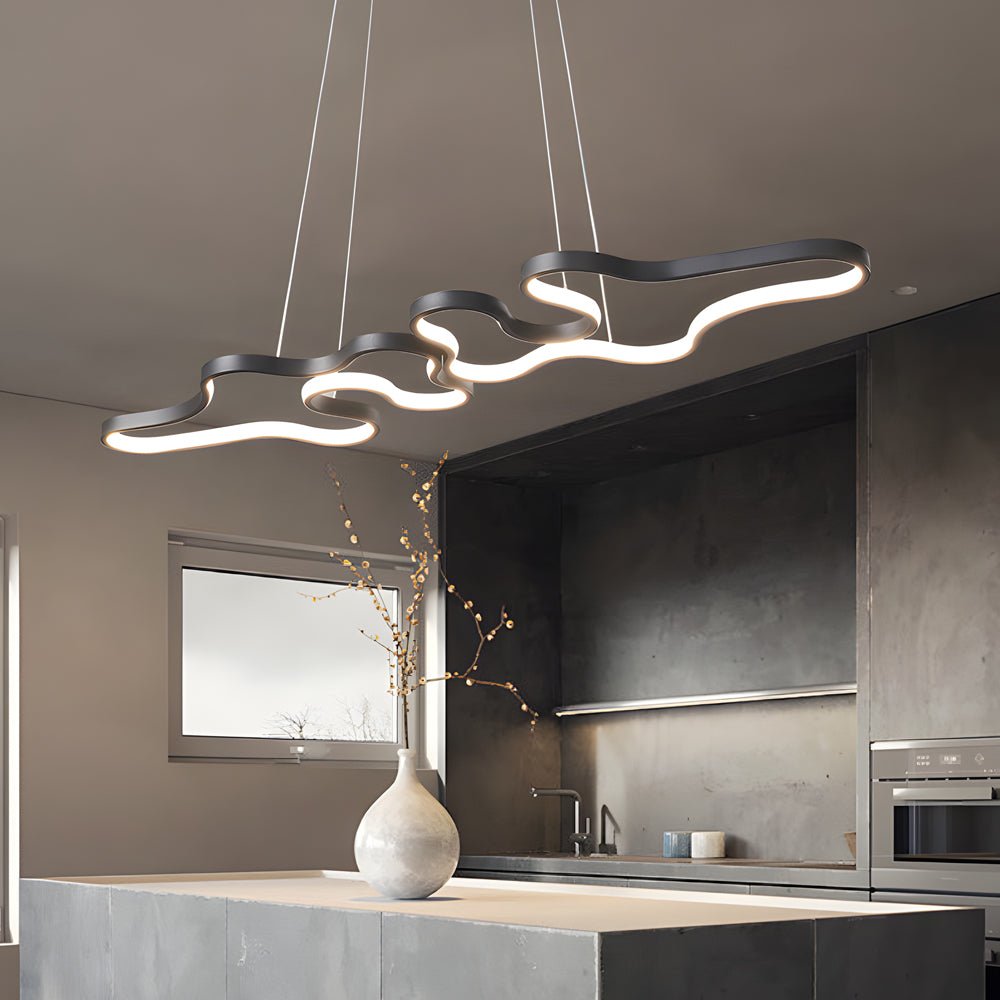 Linear Island Suspended Lighting Fixture Modern LED Pendant Light for Dining Room