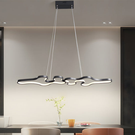 Linear Island Suspended Lighting Fixture Modern LED Pendant Light for Dining Room