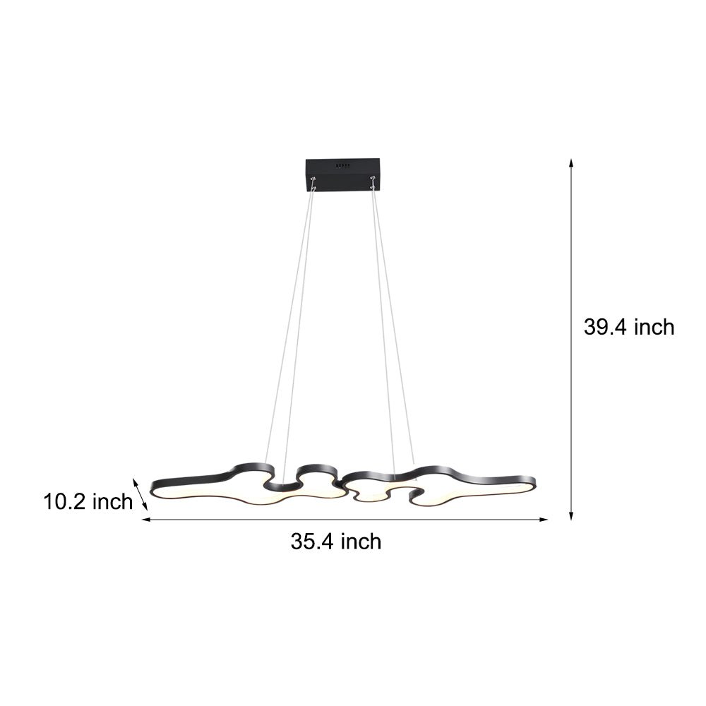 Linear Island Suspended Lighting Fixture Modern LED Pendant Light for Dining Room