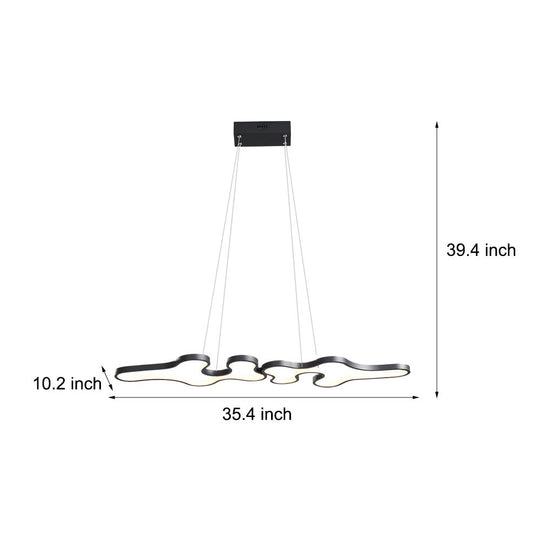 Linear Island Suspended Lighting Fixture Modern LED Pendant Light for Dining Room