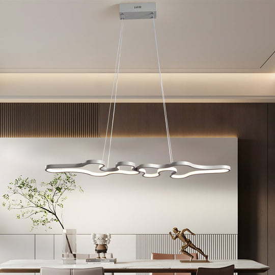 Linear Island Suspended Lighting Fixture Modern LED Pendant Light for Dining Room