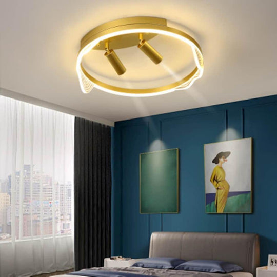 Modern Black LED Flush Mount Ceiling Light with Circle Spotlights