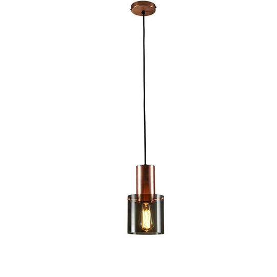 Modernist Cylindrical Glass Industrial Pendant Light