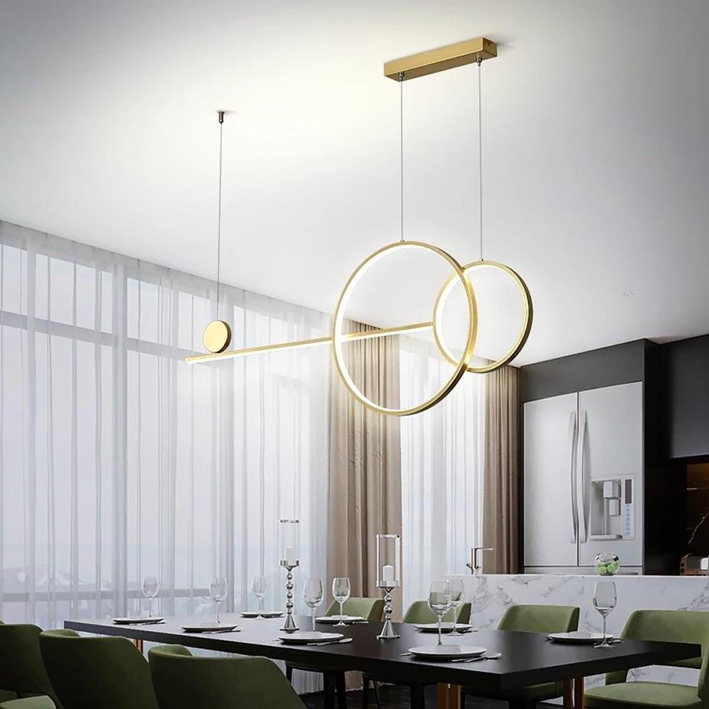 Large Small Circle with Linear Pendant Lighting Modern LED Kitchen Light