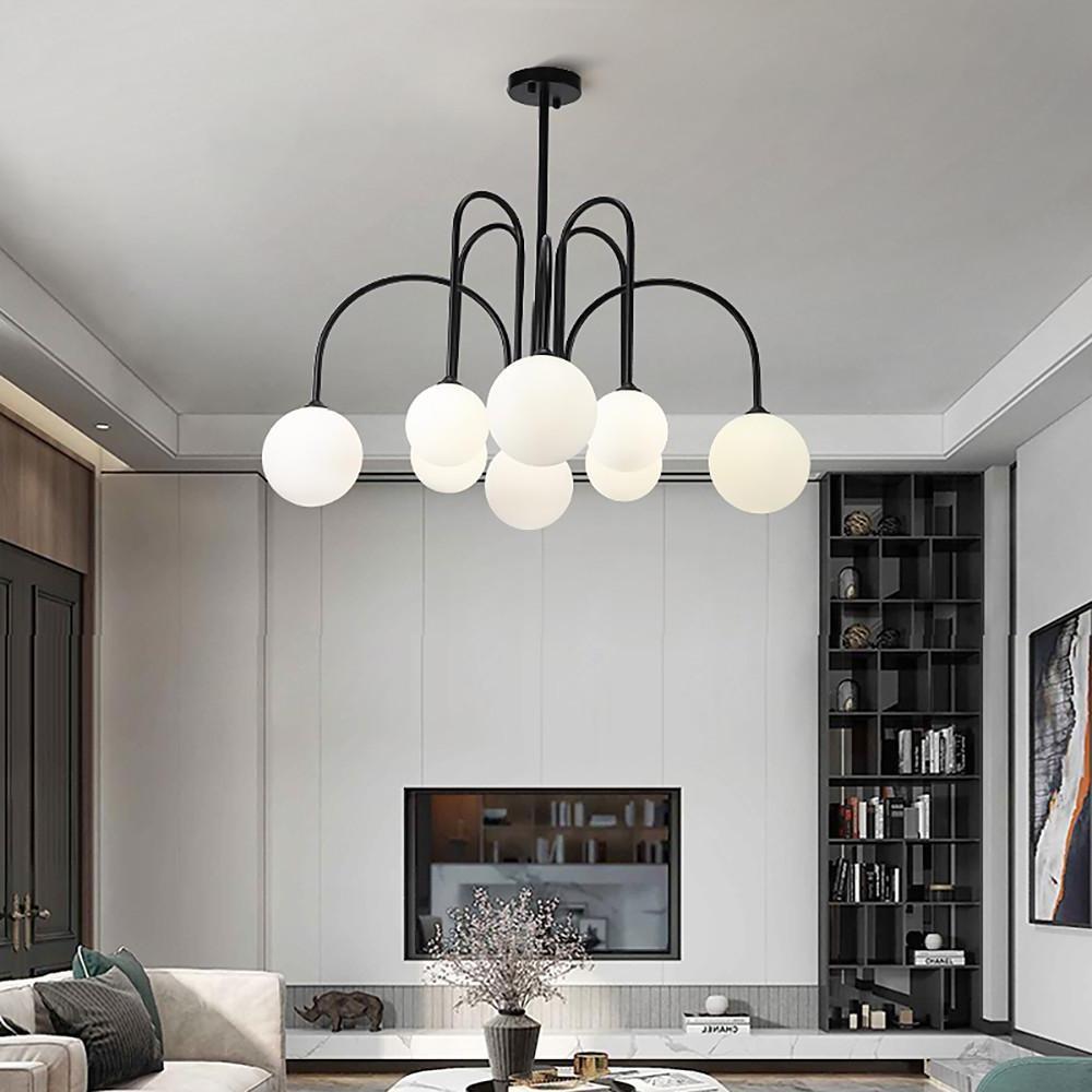 Sputnik Multi-Light Gold/Black Glass Globe LED Chandelier – 6 or 8 Lights