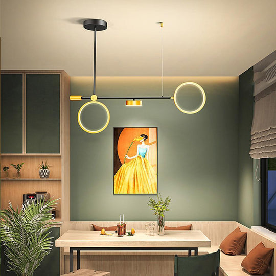 2 Circles LED Nordic Hanging Ceiling Light Island Chandelier