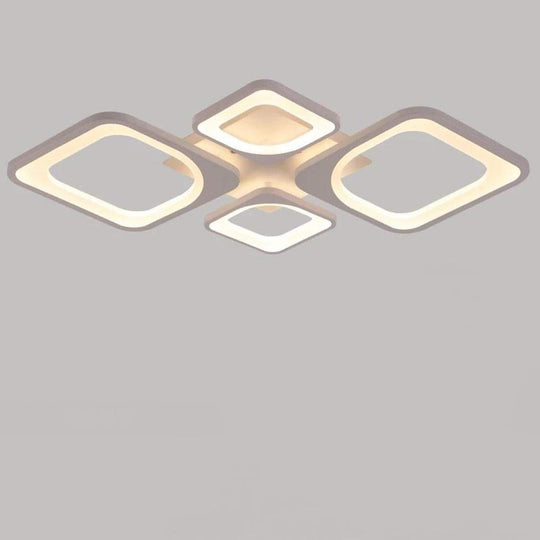 Rectangular Metal LED White Modern Ceiling Light – Flush Mount