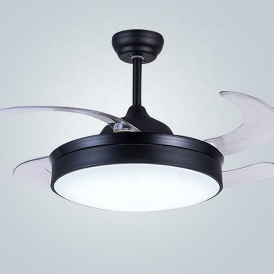 Nordic Round Drum LED Retractable Ceiling Fan in 15 or 19 Inch