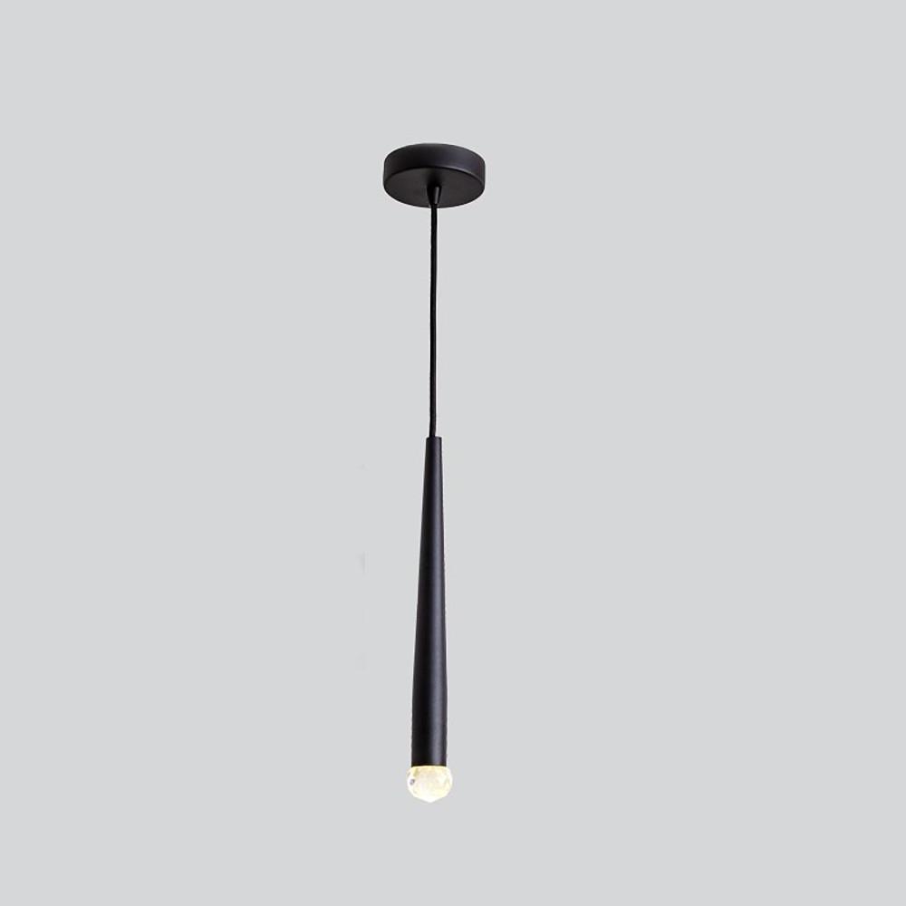 Slim Cylinder Electroplated Metal Crystal LED Pendant Light