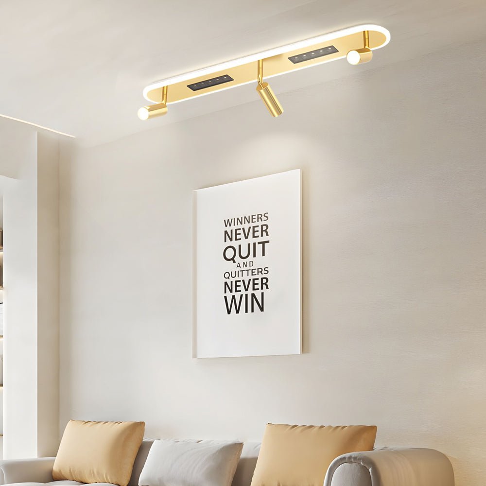 Modern Long Ceiling Light with Adjustable Spotlights – LED