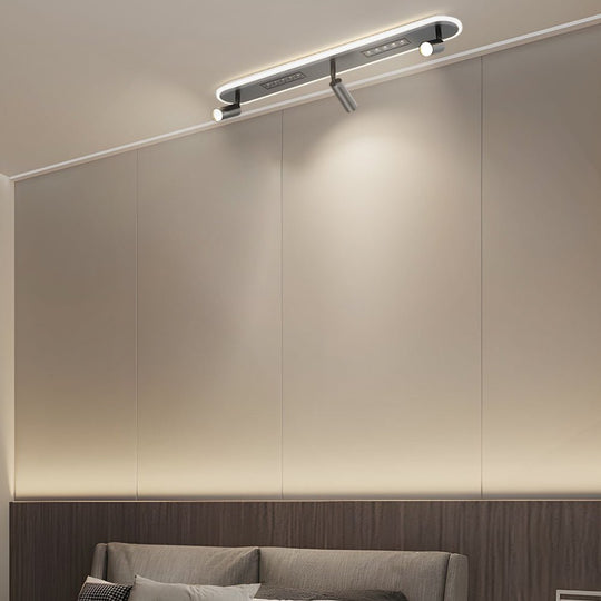 Modern Long Ceiling Light with Adjustable Spotlights – LED