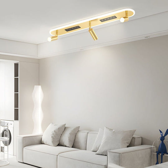 Modern Long Ceiling Light with Adjustable Spotlights – LED