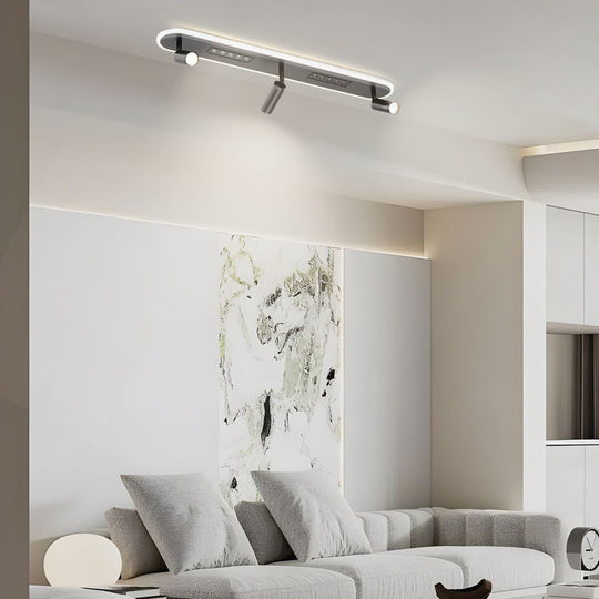 Modern Long Ceiling Light with Adjustable Spotlights – LED