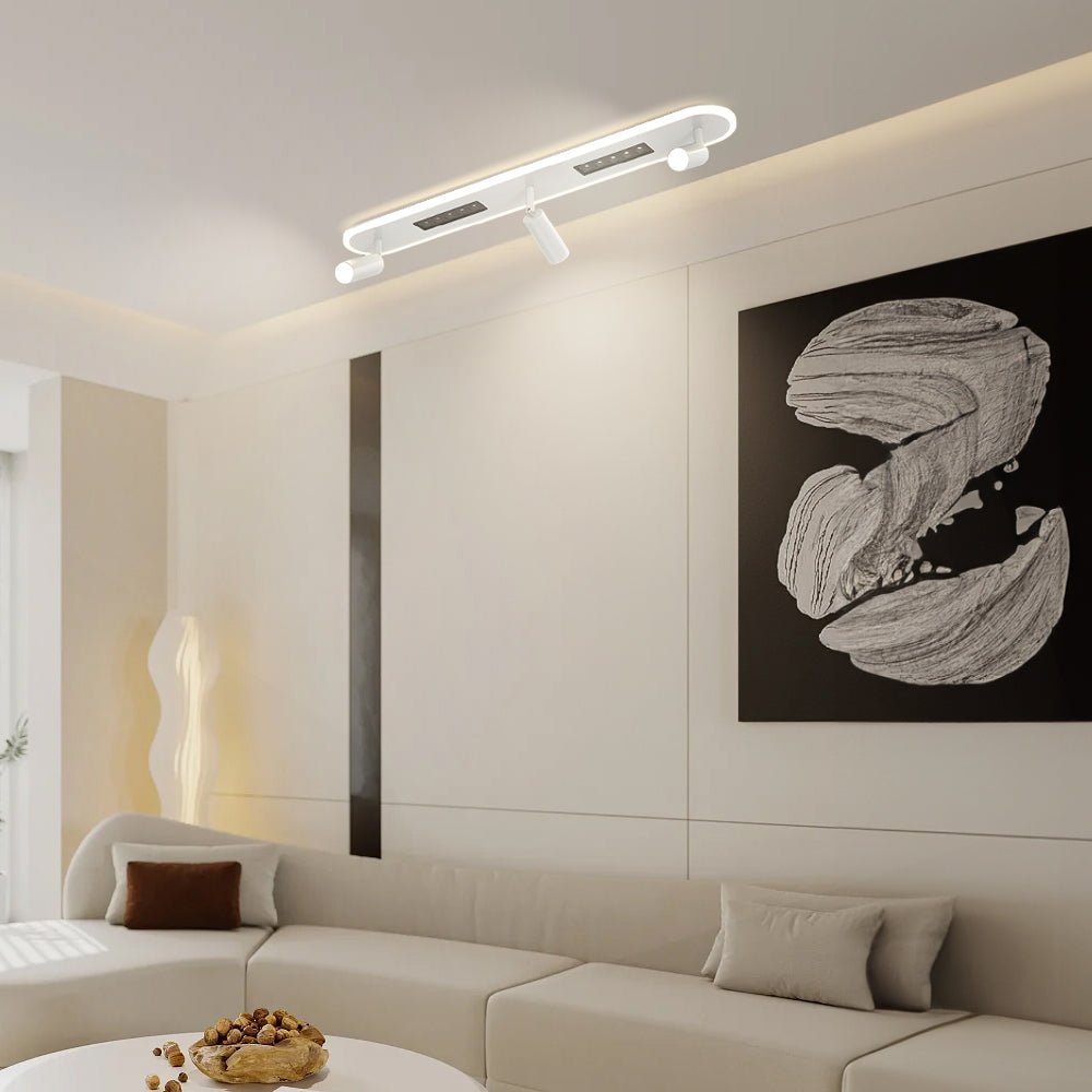 Modern Long Ceiling Light with Adjustable Spotlights – LED