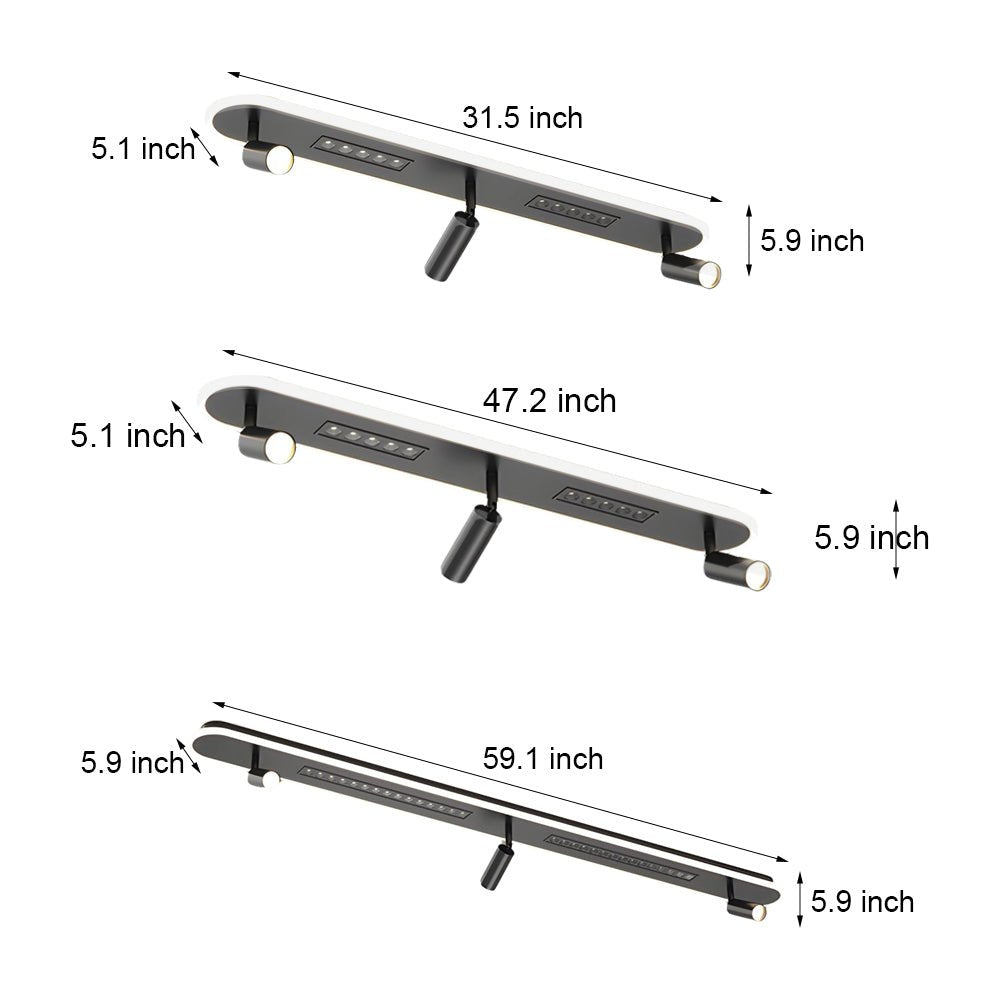 Modern Long Ceiling Light with Adjustable Spotlights – LED