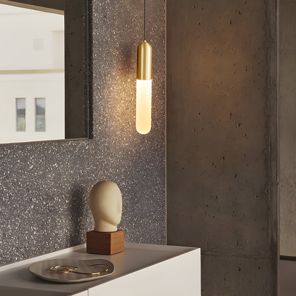 Long Copper Acrylic Three Step Dimming Modern Pendant Light Hanging Lamp