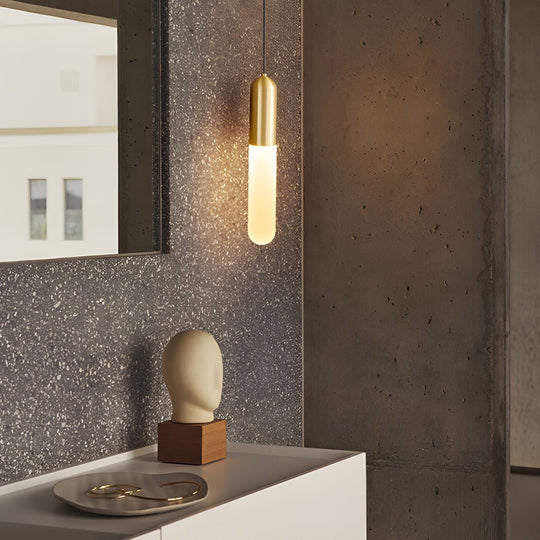 Long Copper Acrylic Three Step Dimming Modern Pendant Light Hanging Lamp