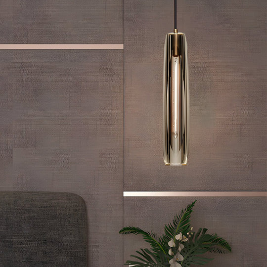 Long Crystal Tungsten Filament LED Post Modern Pendant Light