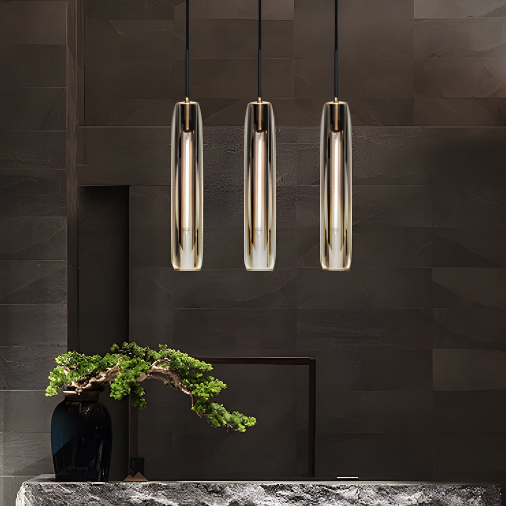 Long Crystal Tungsten Filament LED Post Modern Pendant Light