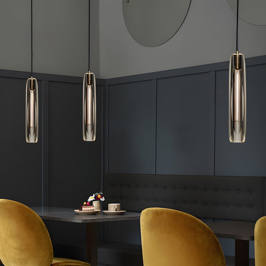 Long Crystal Tungsten Filament LED Post Modern Pendant Light