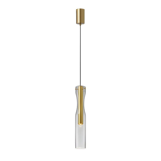 Long Glass Copper Luxury 3 Step Dimming Simple Modern Pendant Lights Fixture