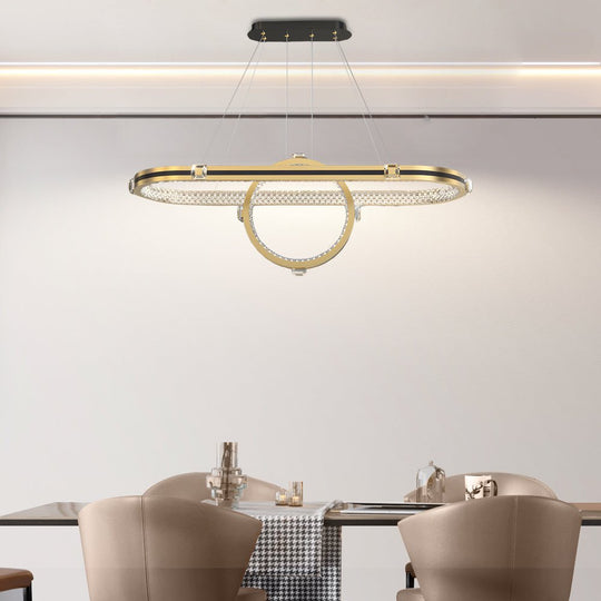Luxury Oval Ring Dining Chandelier with 3-Step Dimming