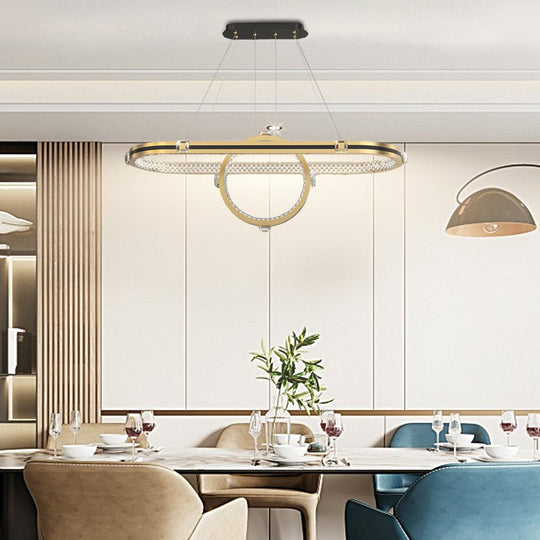 Luxury Oval Ring Dining Chandelier with 3-Step Dimming