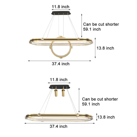 Luxury Oval Ring Dining Chandelier with 3-Step Dimming