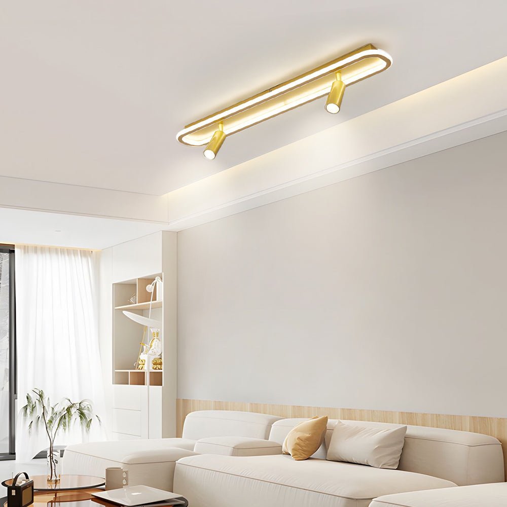Long Rectangular LED 3-Step Dimming Ceiling Light with Spotlight