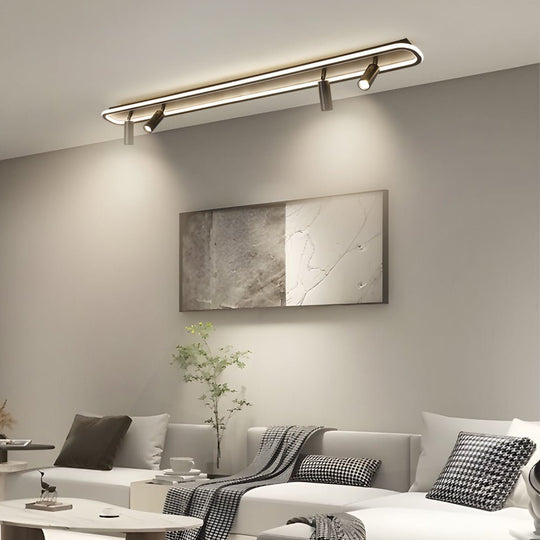 Long Rectangular LED 3-Step Dimming Ceiling Light with Spotlight