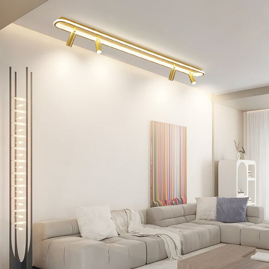Long Rectangular LED 3-Step Dimming Ceiling Light with Spotlight
