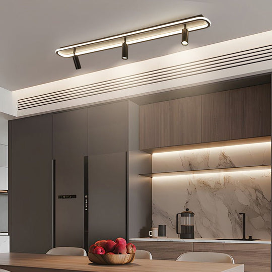 Long Rectangular LED 3-Step Dimming Ceiling Light with Spotlight
